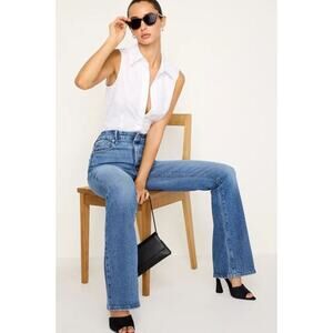 NWT Good American Soft-Tech Good Classic Slim Bootcut Jeans Womens 30W Indigo627